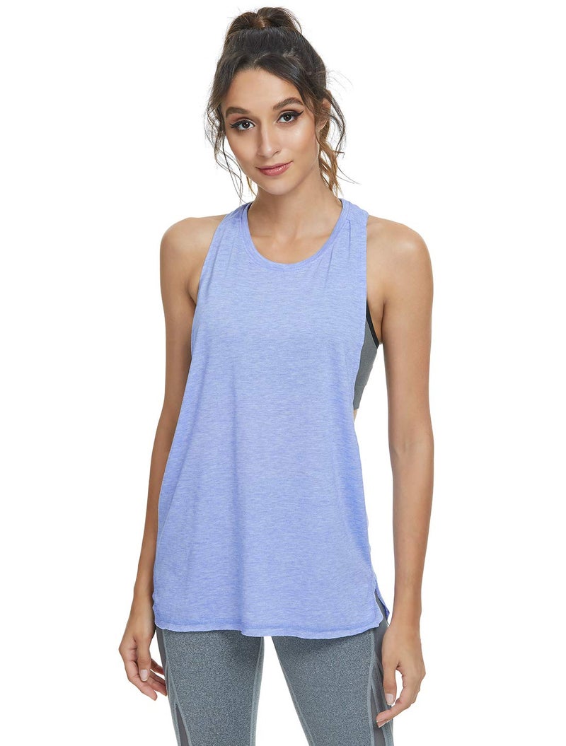Cosy Pyro Workout Tank Tops for Women Lightweight Running Tanks Basic Gym Tops Sleeveless Athletic Yoga Shirts-4 Pack Black/Dark Gray/Purple/Blue Small - Image 2